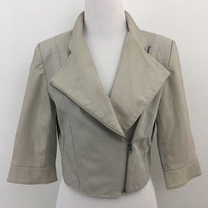 Moto Style Cropped Jacket 3/4 Sleeve
